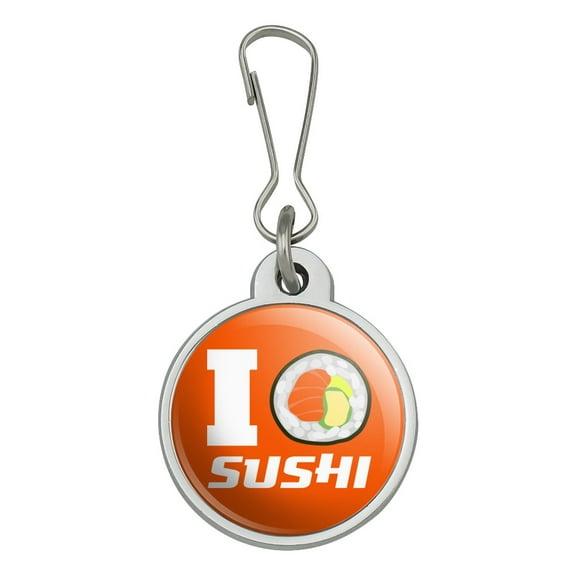 I Love Sushi Roll Heart Jacket Handbag Purse Luggage Backpack Zipper Pull Charm