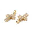 thumbnail image 3 of Brass Cubic Zirconia Pendant with Glass Real 18K Gold Plated Religion Cross Charm Clear 20x13x2.5mm Hole: 4.5x3mm, 3 of 3