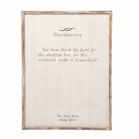 Transpac 32.25 in Brown Harvest Framed Fall Blessing Decor Wall Sign for Thanksgiving and Autumn Home Decor