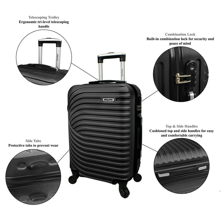 Dejuno Craft Hardside 3-Piece Spinner Luggage Set - Black