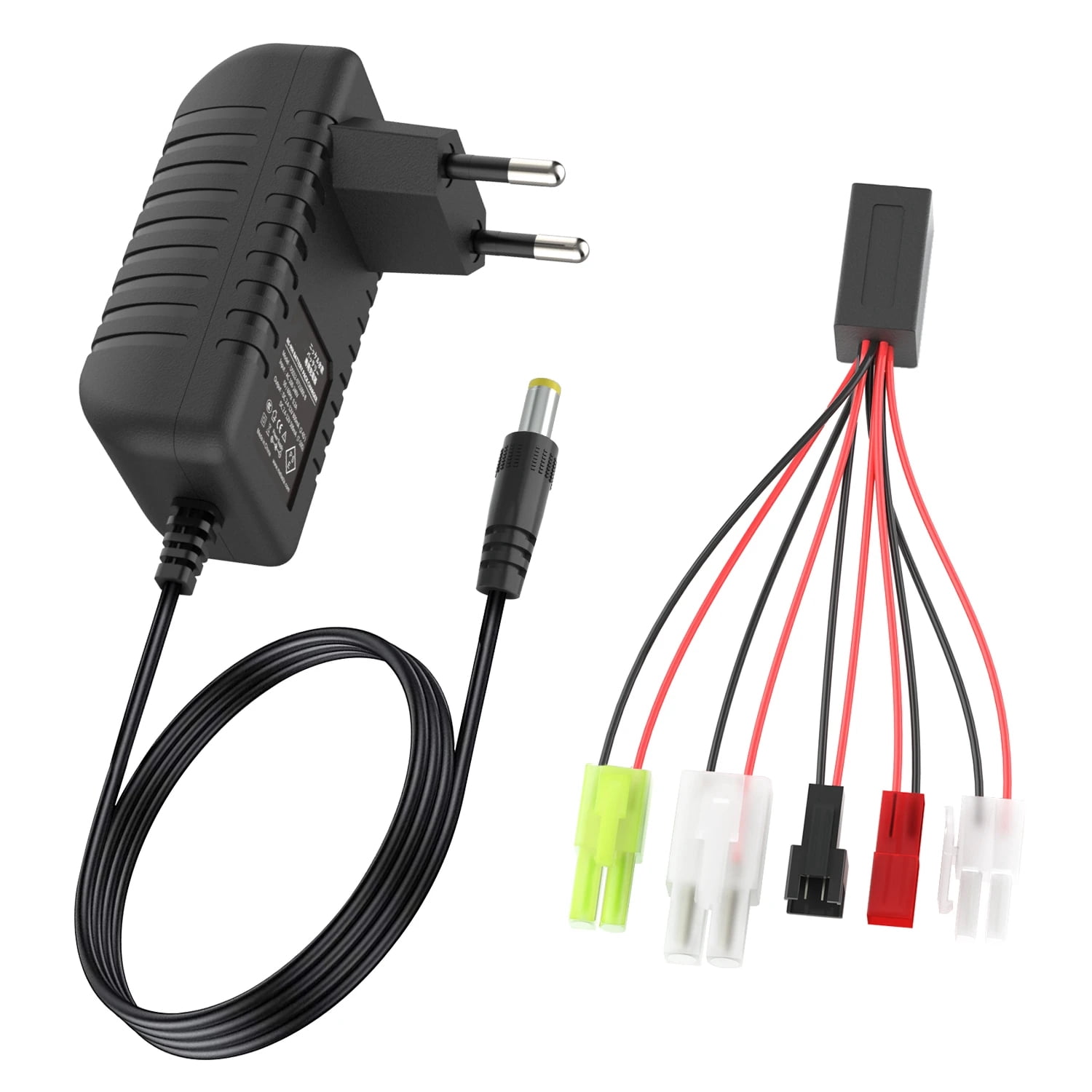 WAGXAA Convenient and Highly Efficient Rapid Charging NiMH NiCd Battery Charger - Perfect for 2s  4.8V  6V  7.2V  8.4V  9.6V  10.8V Devices. Versatile 2.4V-12V Range with 5 Connectors for