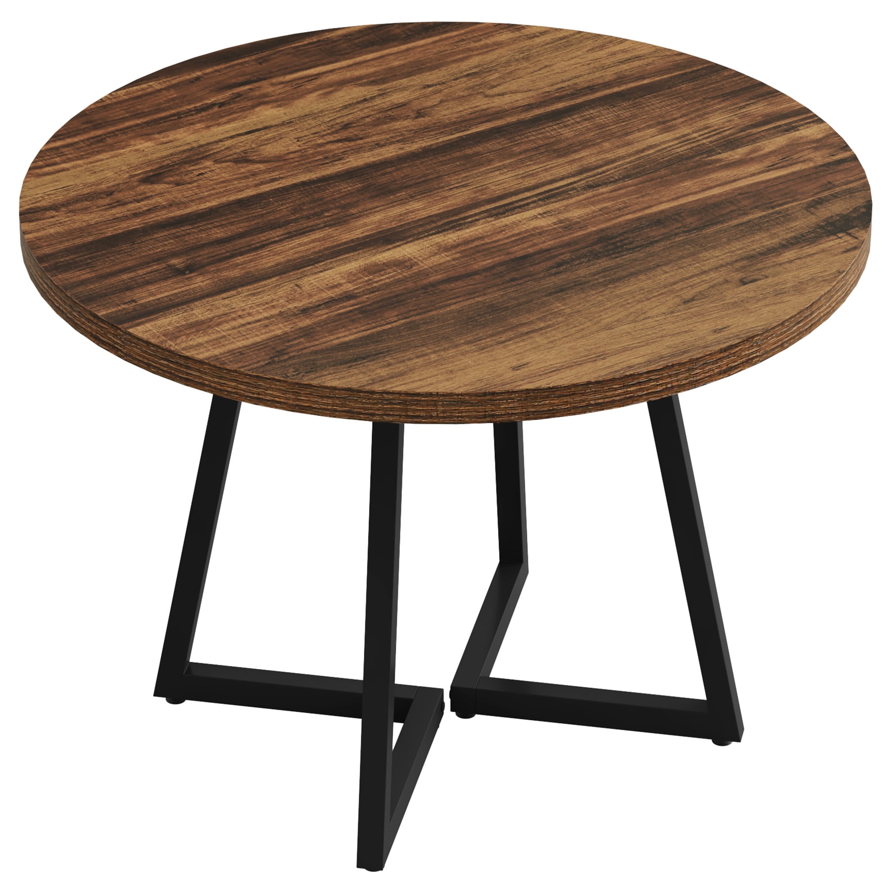 Fnova Round Dining Table for 4 People, Modern Kitchen Table with Sturdy Metal Frame, Small Space Circular Dinner Table for Living Room, Apartment, and Breakfast Nook