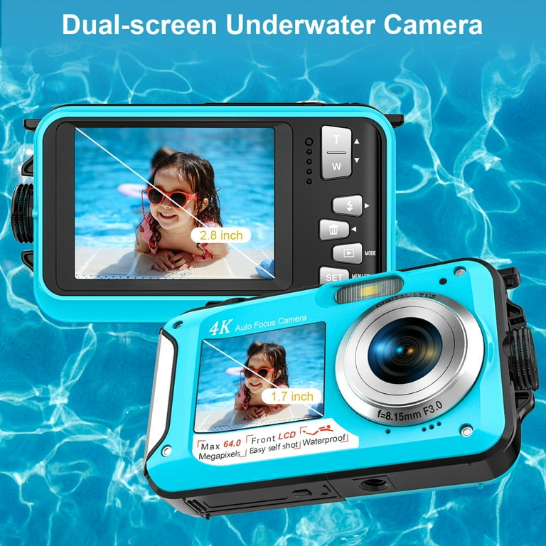 SEREE Waterproof Camera for 4K Digital Camera FHD 64MP