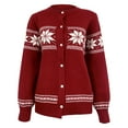thumbnail image 4 of Aobny Red Fall Womans Sweaters Fair Isle Crew Neck Long Sleeve Graphic Button Up Cardigan Ladies Sweaters Sexy, 4 of 5