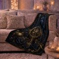 thumbnail image 6 of Printed Flannel Throw Blanket with Celestial Raven and Brass Telescope Print, 6 of 9