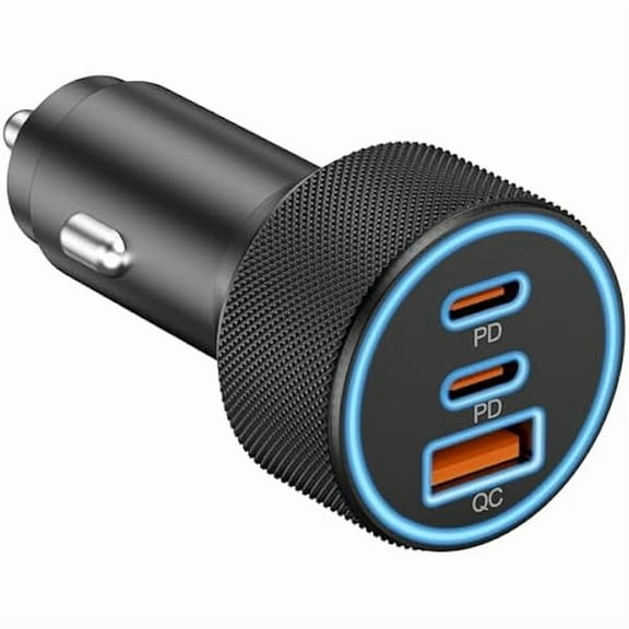 USB C Car Charger, 3-Port 67W Dual USB-C & USB-A Car Power Adapter PD/QC Fast Charging Cigarette Lighter for iPhone 16/15/14/13/12/11/Pro Max, iPad, Samsung Galaxy S25 S24/S23/S22/S21, Pixel, Android