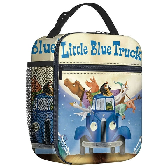 For Little Blue Cartoon Themed Insulated Lunch Bag ā Reusable Water Resistant Cooler Tote, with Mesh Side Pocket and Zipper, Lunch Box Size 8.66x4.33x10.24 Inch for Camping, Trips, Picnics