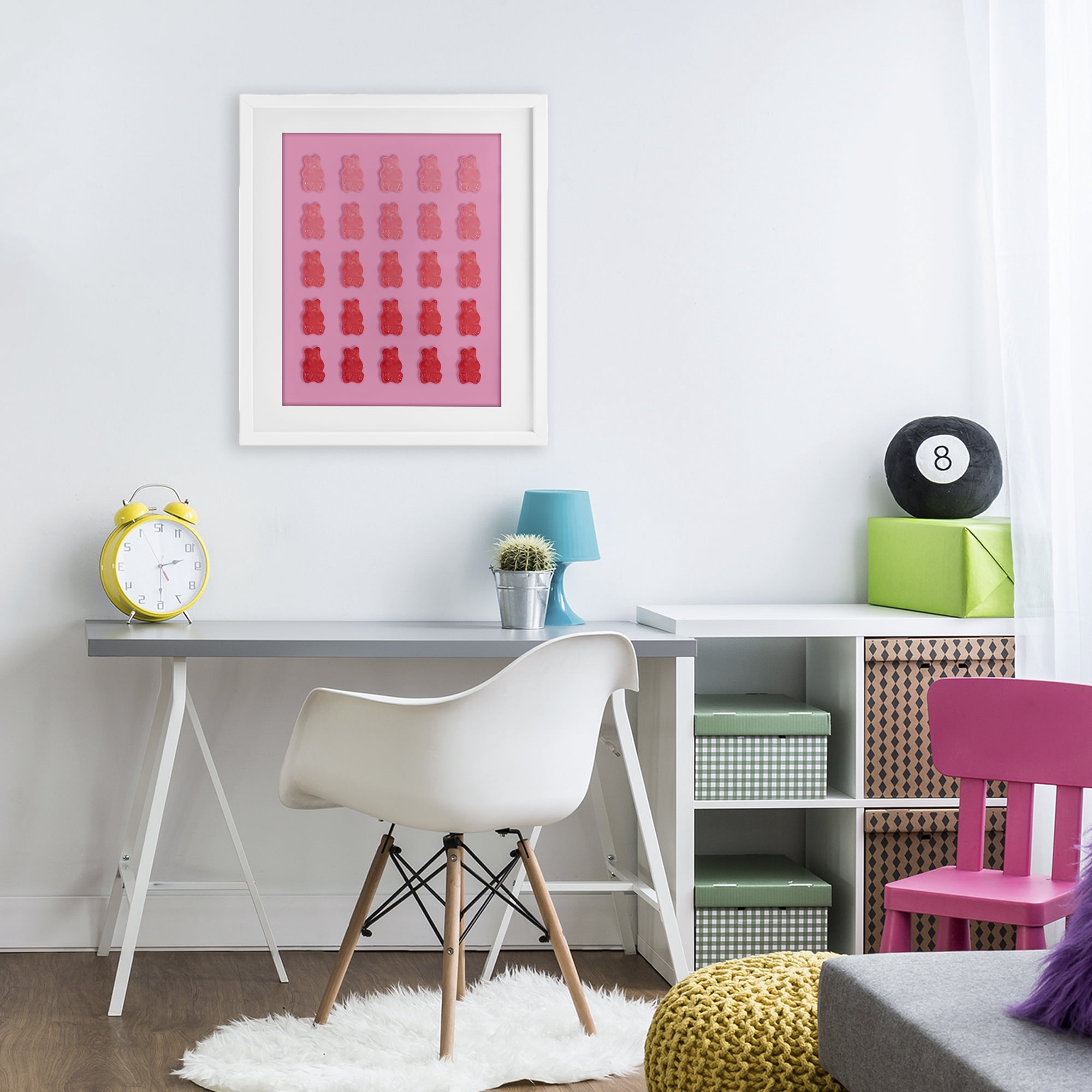 Stupell Industries Pink & Red Bear Gradient White Framed Print Under Glass, design by LISH Creative