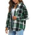 thumbnail image 3 of Plaid Hoodie Jackets Women - Women's Plaid Shirt, Ladies Long Sleeve Button-Up Flannel Tops, Female Casual Collared Shirt for Fall and Winter Jackets, 3 of 9
