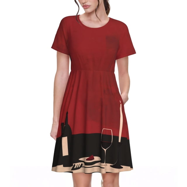 Balery Minimalist Romantic Dinner Vestidos sueltos de manga corta para mujer, vestidos de verano 2025, vestidos casuales de corte A con vuelo.