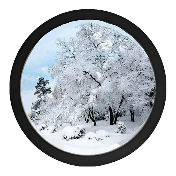 LAMIRO 8 in x 8 in Black Round Wooden Wall Hanging Picture Frame