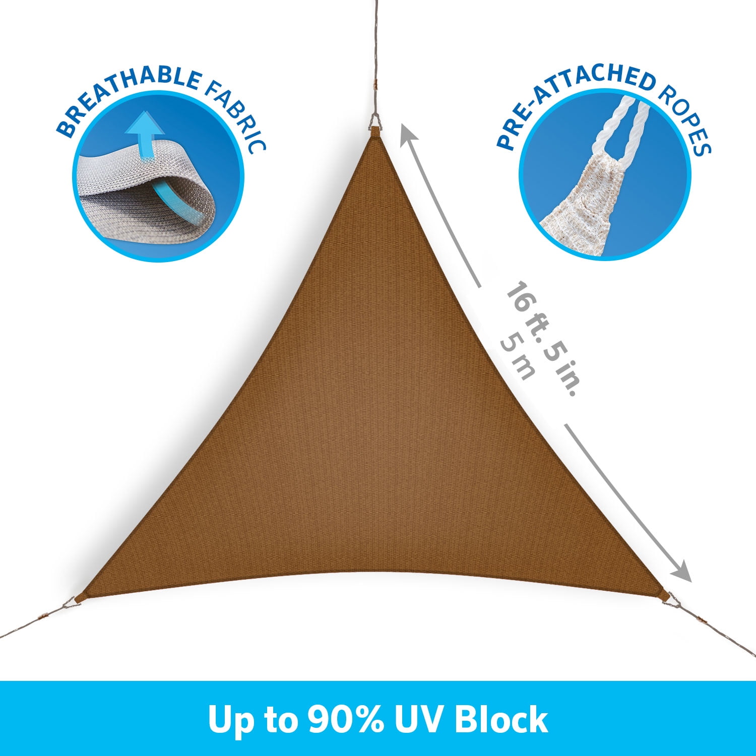 Ready to Hang Triangle Shade Sail 90 UV