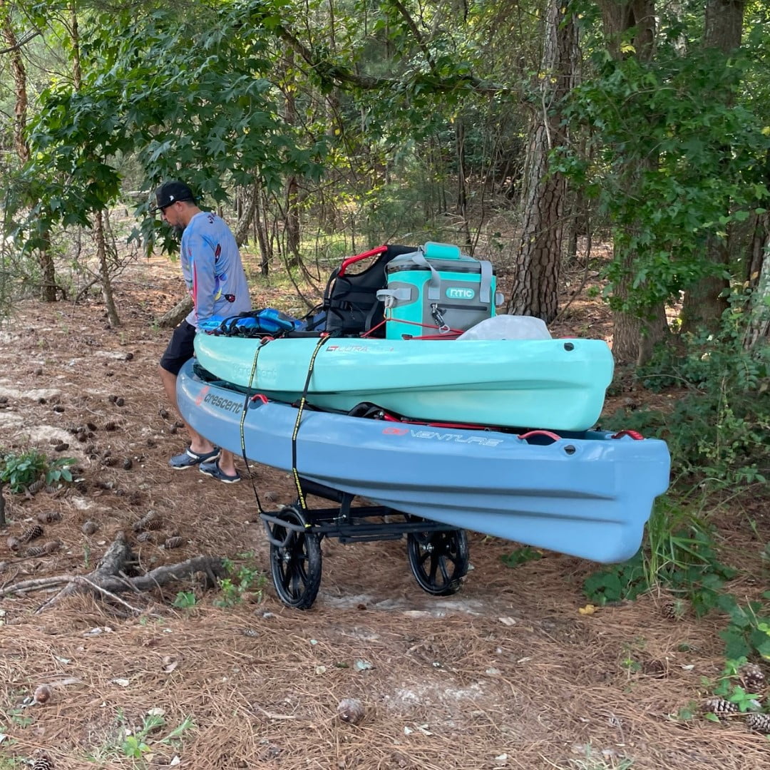 Suspenz Kayak Canoe Transport Cart, All-Terrain Super Duty Trolley, Airless Wheels, 300lb Capacity
