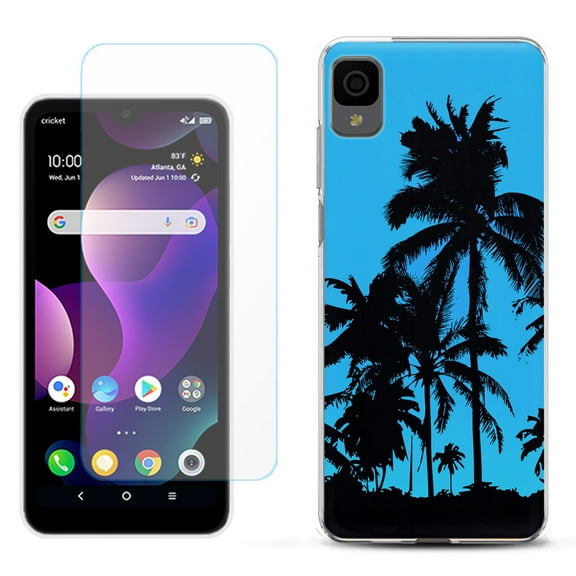 Slim-Fit Gel TPU Phone Case for TCL 30Z / 30 Z / 30 LE, with Tempered Glass Screen Protector, by OneToughShield ® - Tropical Summer