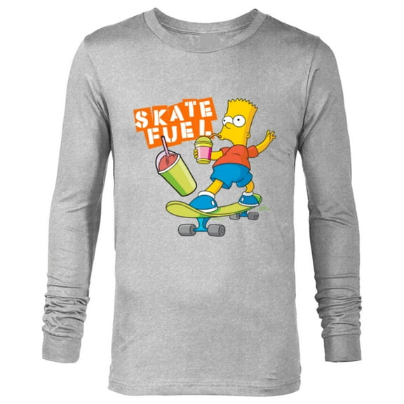 The Simpsons Bart Simpson Skate Fuel Skateboard Squishee - Long Sleeve T-Shirt for Men - Customized-Athletic Heather