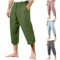 thumbnail image 6 of Chiccall Men's Linen Capri Pants Lightweight Loose 3/4 Shorts Drawstring Elastic Waist Casual Summer Beach Yoga Trousers, 6 of 6