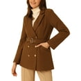 thumbnail image 1 of INSPIRE CHIC Trench-Coat d'Hiver à Manches Longues à Col Cranté pour Femmes G Caramel, 1 of 6