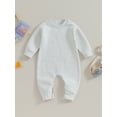 thumbnail image 3 of Jxzom Newborn Baby Boy Girl Fleece Romper Jumpsuit Solid Color Long Sleeve Thick Sweater One Piece  Warm Winter Outfit Clothes, 3 of 8