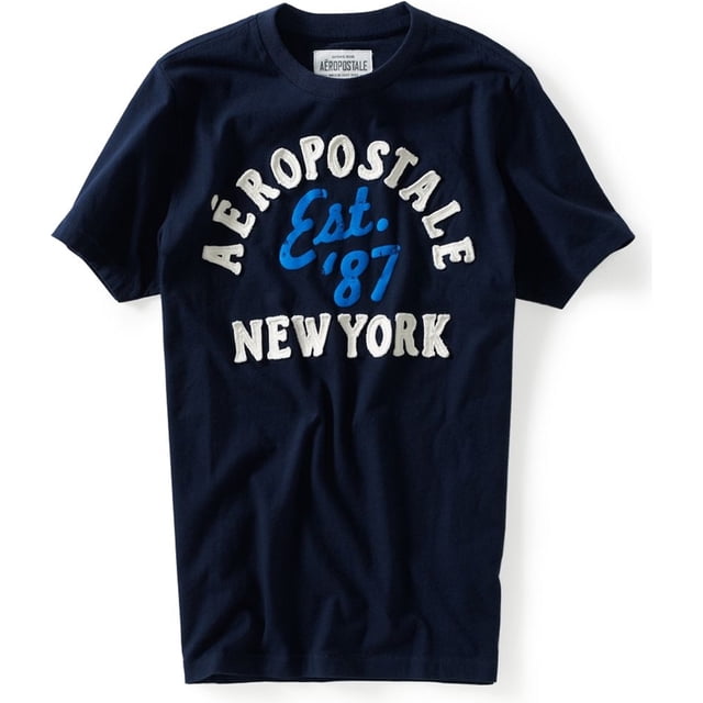 Aeropostale Hombres Est. Camiseta gráfica 87, azul, mediana