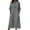 Gray, variant on Womens Summer Cotton Midi Dress Elbow Length Sleeve Button Front V Neck Casual Loose Dress with Pockets Khaki XL