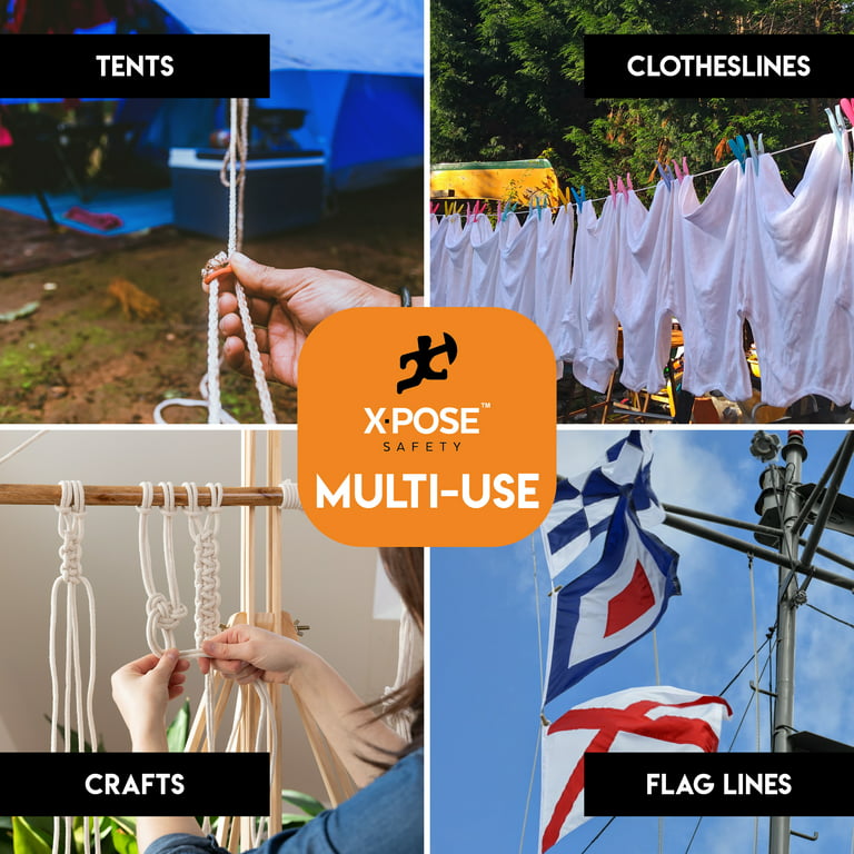 Plastic Clothesline - 50' Plastic Clothes Line - White Clothesline Outdoor  Weather Resistant - Synthetic Cord for Hanging and Drying Clothing 