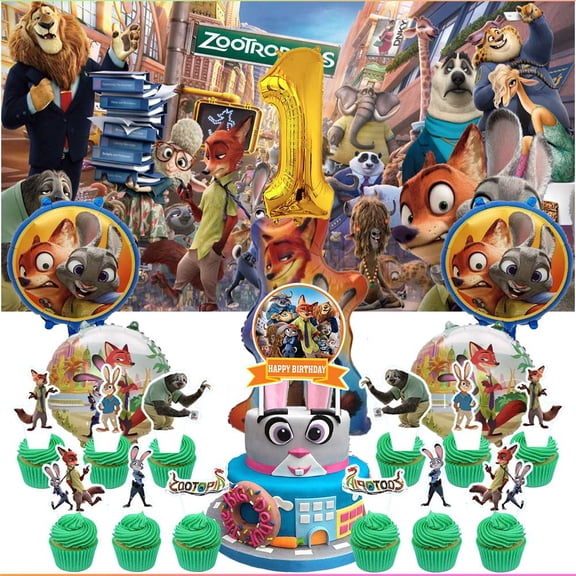 Zootopia Party Supplies Decor 1st Kit Balloons Birthday Cake Topper Banner Backdrop Decorations