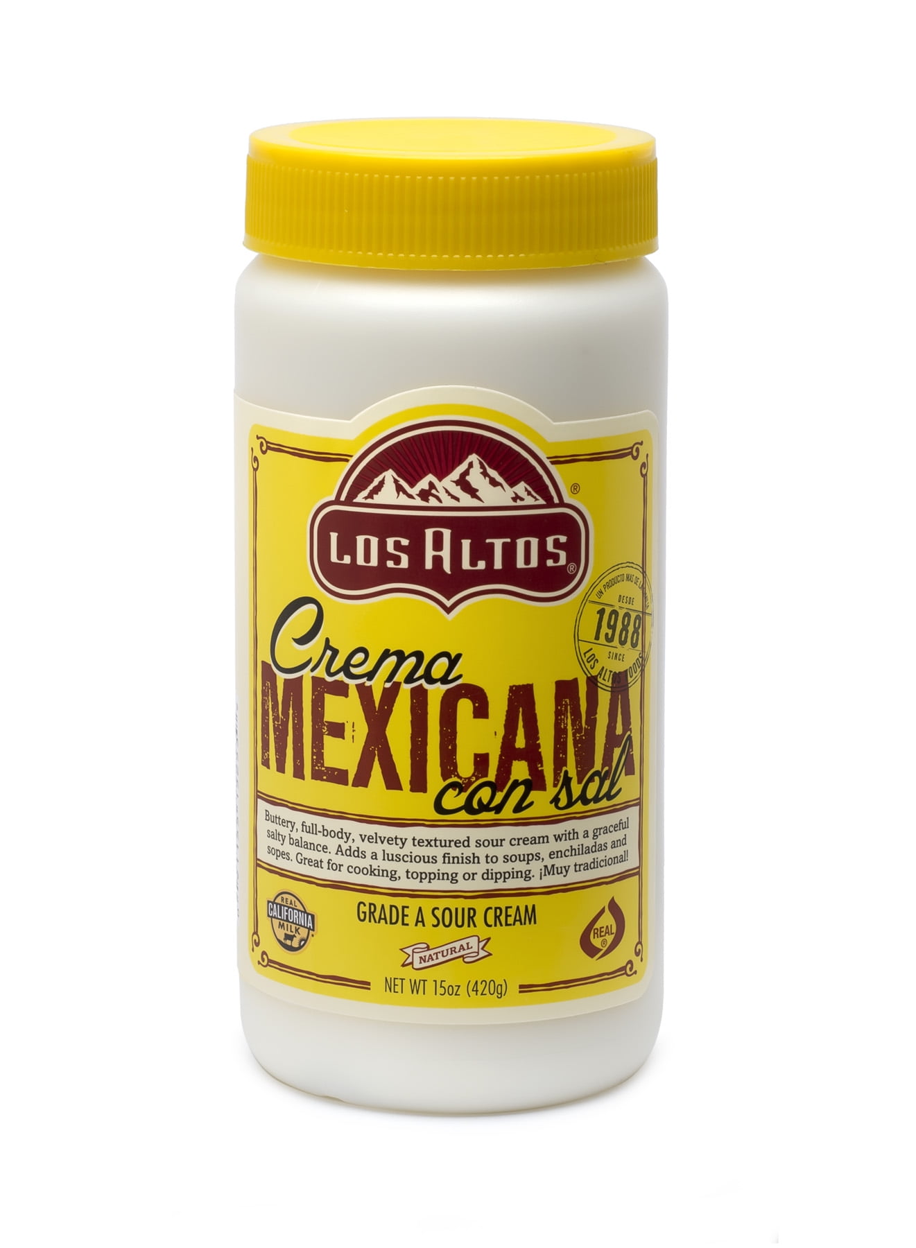 Los Altos Crema Mexicana Con Sal Grade A Sour Cream, 15 Oz