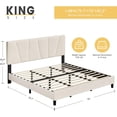 thumbnail image 2 of Ourlova King Bed Frame with Headboard Linen Upholstered Platform Bed with Adjustable Diagonal Channel Tufted Headboard Mattress Foundation with Strong Wooden Slats Box Spring Optional Beige, 2 of 7