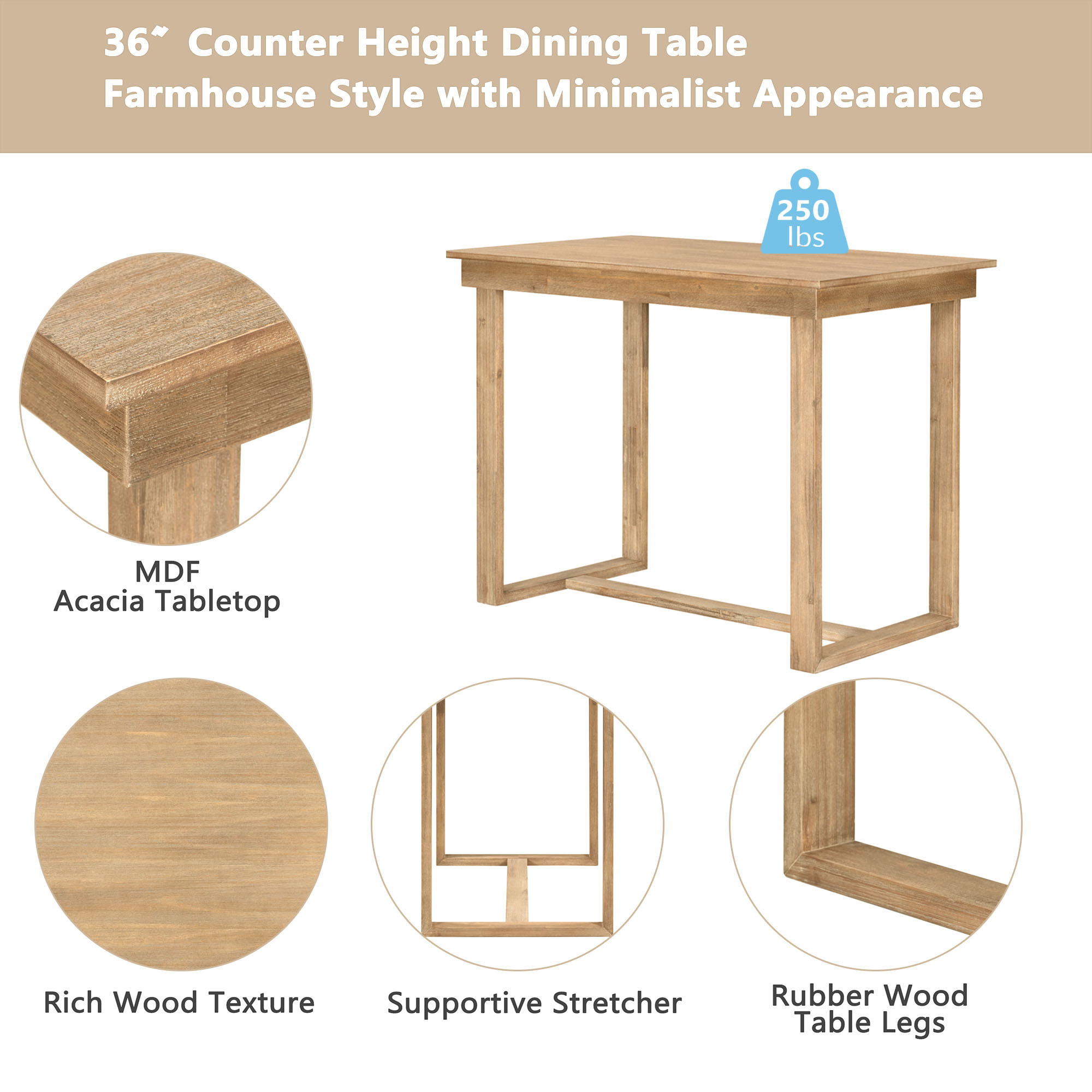 【配送不可】DOERI COUNTER TABLE(oak) & CHAIR Amazon.com - East West Furniture YAPB5-OAK-C 5 Piece Kitchen