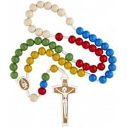 Autom Catholic Large Wood Bead Missionary Rosary, 17 Inch