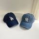 thumbnail image 4 of Gorra de béisbol con letras bordadas, ajustable, unisex, de mezclilla, gorra ajustada para primavera y verano, azul oscuro Y M 22.05-22.83in, 4 of 6