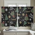 thumbnail image 5 of Black Christmas Sheer Curtains 45 Inch Length 2 Panels Set, Semi Transparent Voile Rod Pocket Curtains for Living Dining Room Bedroom Drapes Winter Green Pine Tree Gold Snowflake, 5 of 8