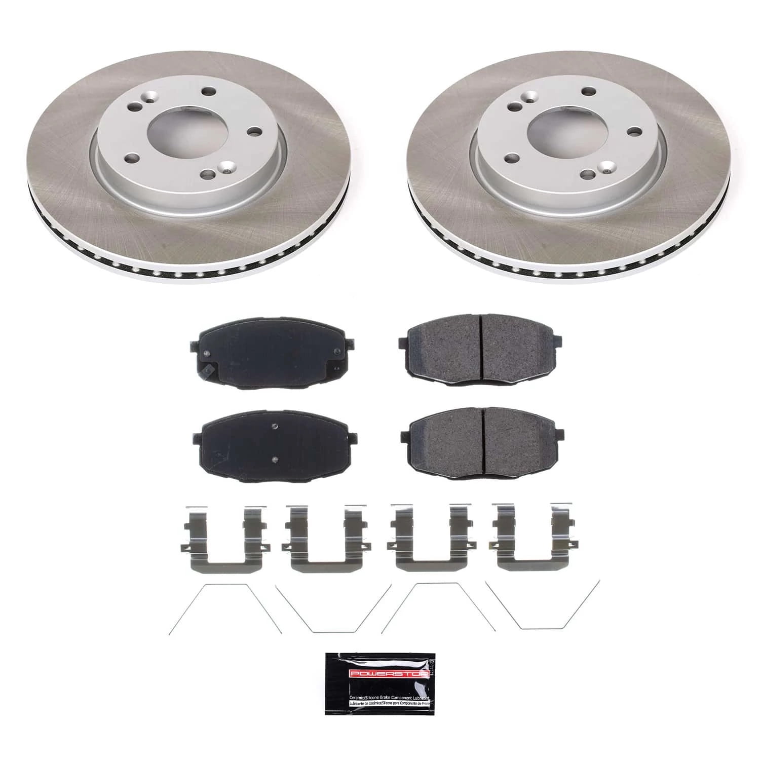PowerStop Front Semi-Coated Rotor and Low-Dust Ceramic Brake Pad Kit SC8007