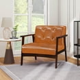thumbnail image 4 of Costway Accent Chair Button Tufted Mid-century Modern Lounge Chair with Armrest Caramel, 4 of 9