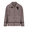 thumbnail image 5 of Dealovy Women Sherpa Jackets Button down Lapel Collar Jacket Fuzzy Fleece Warm Outerwear Plus Size, 5 of 7