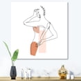 thumbnail image 2 of Designart ' One Line Woman Portrait With Shapes and Leaves II ' Modern Canvas Wall Art Print, 2 of 4