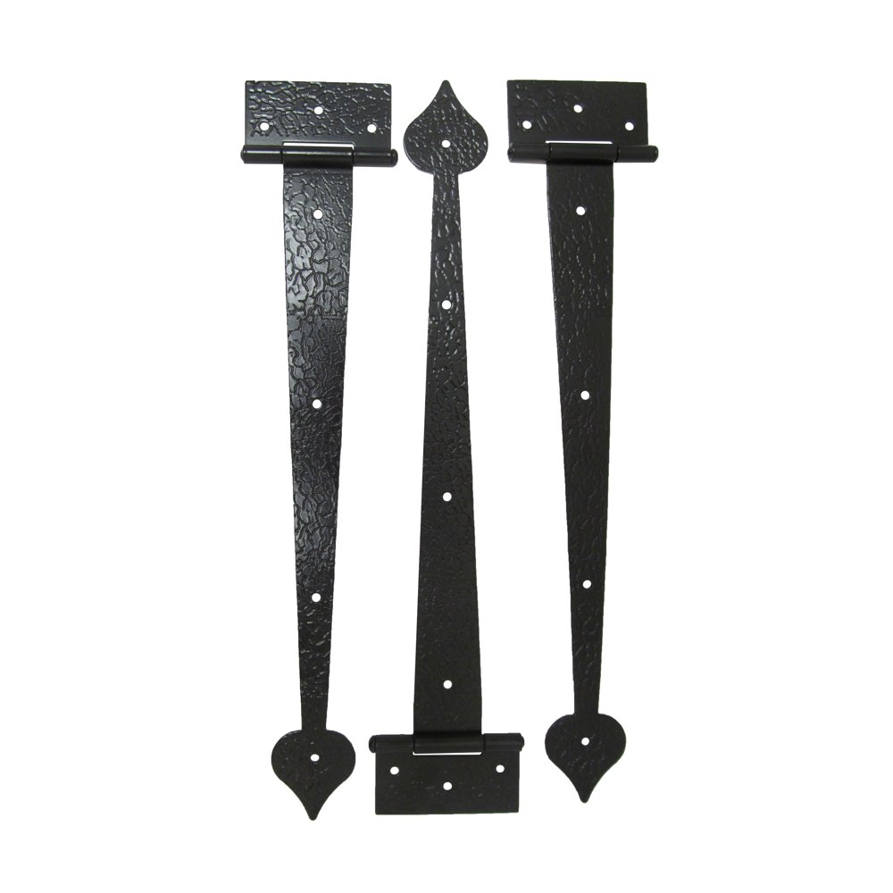 SHED DOOR HINGES (3) COLONIAL STRAP13" Textured BLK Shed Windows Gates