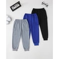 thumbnail image 3 of Toddler Boys Clothes Boys Pants Kids 3-Pack Joggers Toddler Cargo Casual Elastic Waist Pants for Boys 3T 4T 5T Size 6 7 Black Gray Blue, 3 of 7
