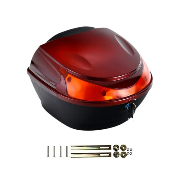 Vsenkes Motorbike Storage Case Motorcycle Rear Storage Box for Drinks Phone Clothing dark red
