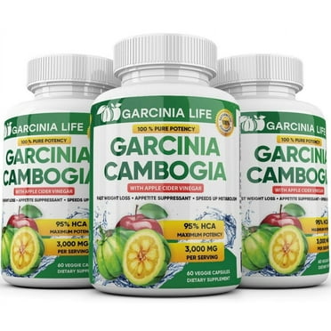 3 x Weight Loss Garcinia Cambogia w/ Apple Cider Vinegar ACV Fat Burner Pills