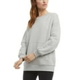 thumbnail image 2 of Danskin Womens Front Kangaroo Pocket Oversized Crewneck With Pocket,Light Grey Heather,Large, 2 of 4
