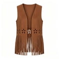 thumbnail image 6 of DDAPJ pyju Women's Fringe Vest 60s 70s Hippie Vest Sleeveless Faux Suede Tassel Jacket Cowgirl Western Hippie Party Tops Brown M, 6 of 6