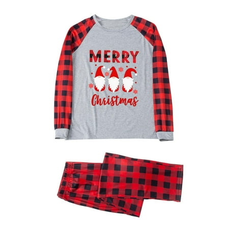 

LYXSSBYX Christmas Pajams Family Matching Christmas Women Mom Plaid Print Blouse Tops+Pants Family Clothes Pajamas