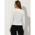 thumbnail image 3 of Camiseta casual Allegra K de manga larga con cuello redondo de terciopelo blanco XL, 3 of 4