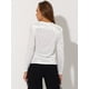 thumbnail image 4 of INSPIRE CHIC Camiseta casual de manga larga con cuello redondo y parte superior de terciopelo para mujer blanco S, 4 of 5