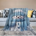 thumbnail image 2 of JEUXUS  Christmas Snowman Throw Blankets, Winter Holidays Soft Blanket Decorative for Home Sofa Couch Chair Living Bedroom,40x50 inches, Grey Blue, 2 of 6