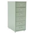 thumbnail image 3 of 6-Drawer Vertical File Cabinet with Lock on Wheels, Cream Green Metal Storage Organizer, 3 of 11