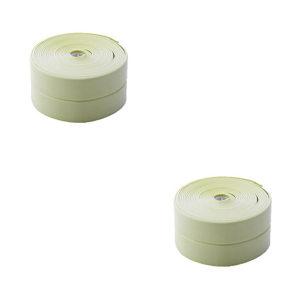 Bewildely baño cocina ducha a prueba de agua cinta a prueba de moho fregadero baño tira de sellado cinta autoadhesiva impermeable yeso verde 2piezas