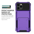thumbnail image 4 of Card Holder Case for iPhone 12 Pro Max 6.7" 2021, Allytech Hard PC Back and Soft Silicone Rubber Inner Hybrid Anti-Scratch Shockproof Hidden Wallet Credit Card Storage Flip Back Cover, Purple, 4 of 7