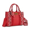 thumbnail image 3 of Wrangler Paisley Tote Bag for Women Embroidered Top Handle Handbag with Crossbody Strap, Jean, 3 of 8